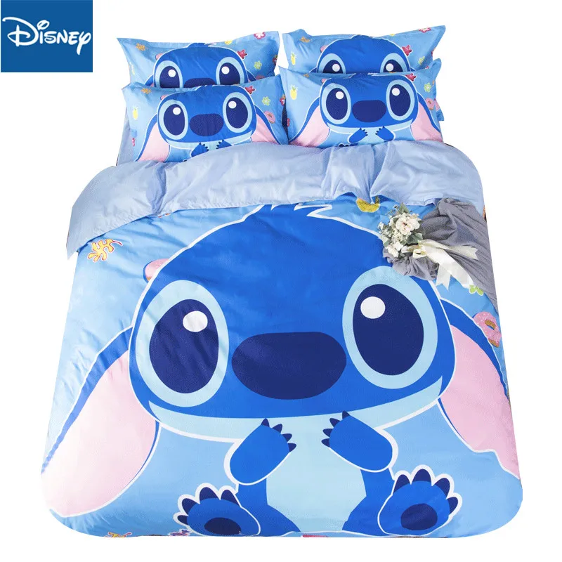 Disney stitch comforter bedding set us full size quilt covers for boys queen bed spread bedclothes 4pcs kids's birthday presents