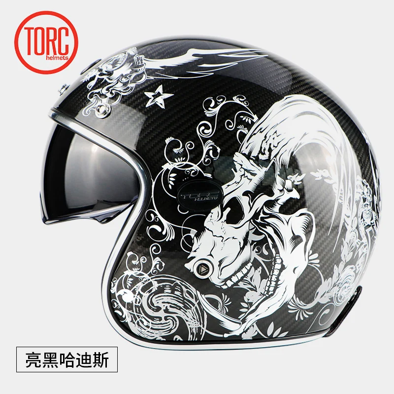 TORC V587, мотоциклетный шлем из углеродного волокна, винтажный шлем с открытым лицом, мото rbike, moto cross jet, Ретро шлем, козырек, moto ECE