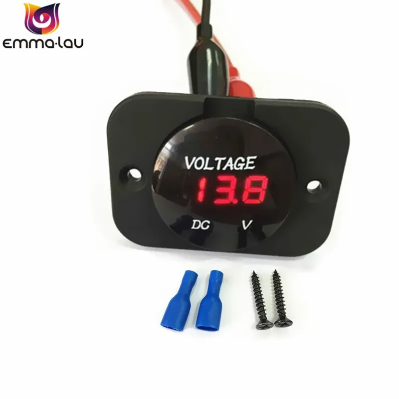 

DC 12-24V Waterproof Car Boat Motorcycle LED Voltmeter Digital Display Volt Voltage Meter Gauge Car DIY Decoration 4 Colors