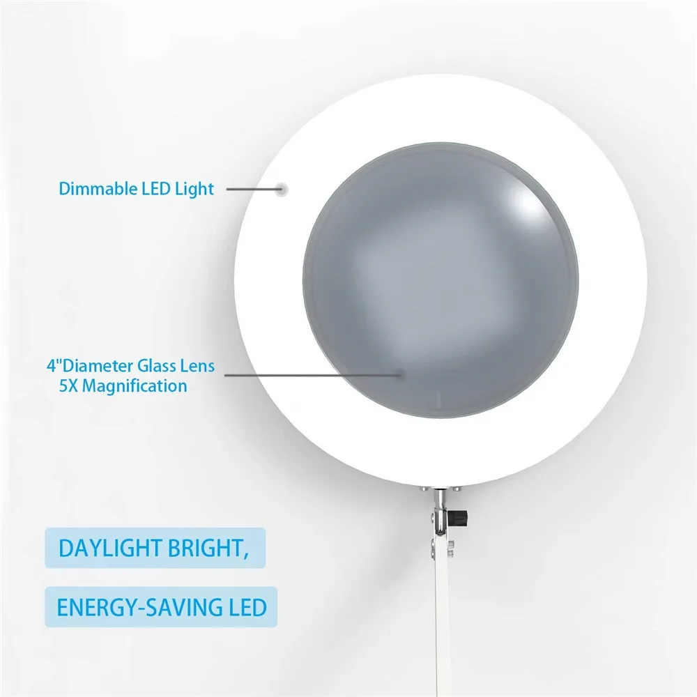  LED Magnifying Table Lamp Metal Clamp Swing Arm Desk Lamp Stepless Dimming 3Colors  7W Magnifier LE - 32909212699