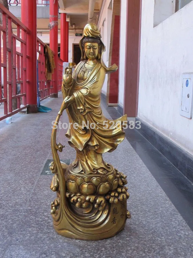 

26"Tibet Classical Temple Bronze Gild Drip guanyin queen KWAN-YIN Bodhisattva