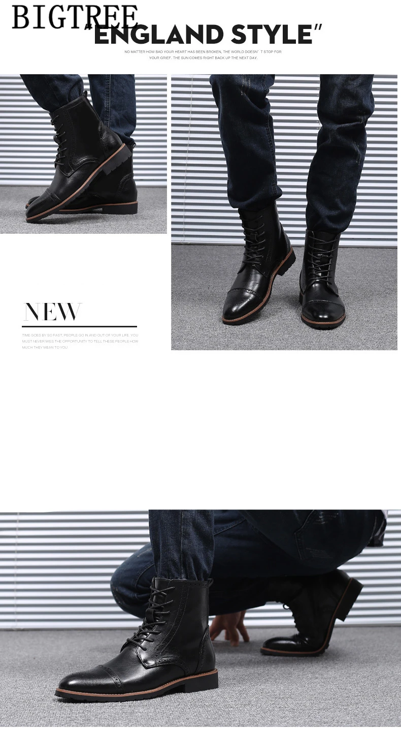 Мужские кожаные ботинки; кожаная мужская обувь с перфорацией типа «броги»; ботильоны; военные мужские ковбойские ботинки; дизайнерская обувь; Брендовая обувь; большие размеры; ayakkabi