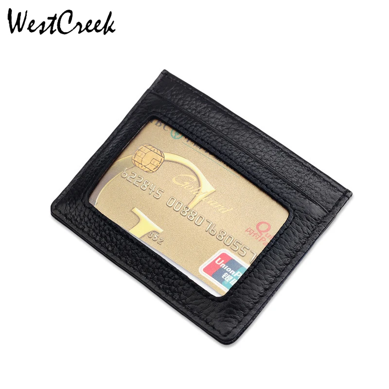 

WESTCREEK Designer Brand Genuine Leather Slim Credit Card Holder Women Leather ID Card Case Fashion Small Wallet by 9 colors