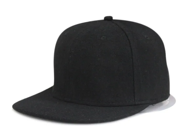Cool fashion black gray no logo winter wool flat brim snapback baseball