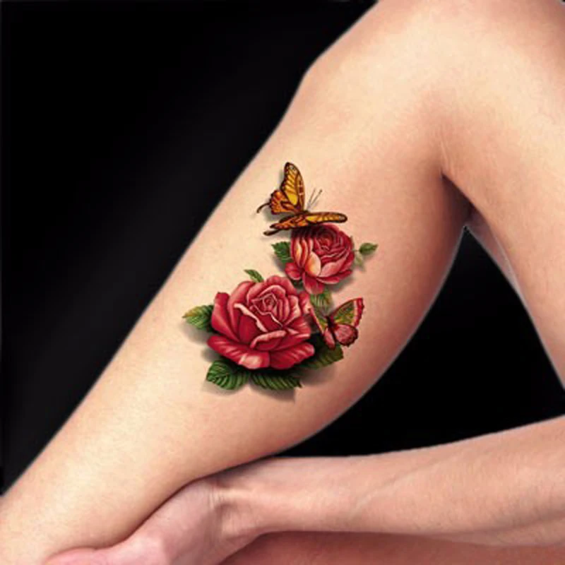 7 шт./компл. цветок Водонепроницаемый Временные татуировки Стикеры для боди-арта с фальш-вставкой, с длинным рукавом временные 3D Модные Переводные татуировки для Для женщин