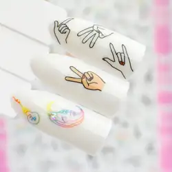 FWC 3D наклейки для ногтей, переводная картинка небольшой свежий цветок выражение клея передачи Советы Маникюр Дизайн ногтей украшения