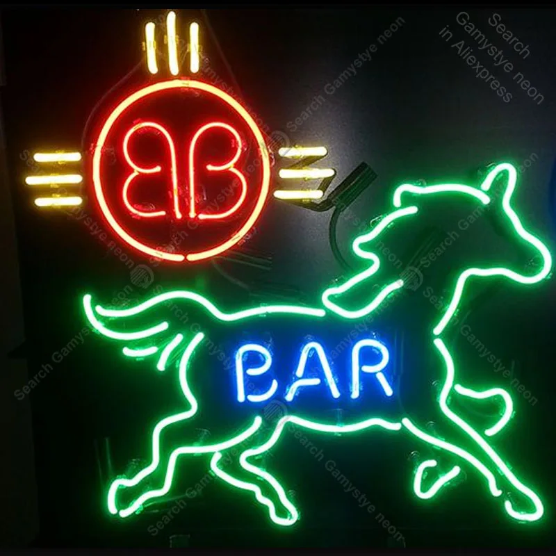 New Horse Bar NEON SIGN REAL GLASS BEER BAR PUB Sign LIGHT SIGN STORE