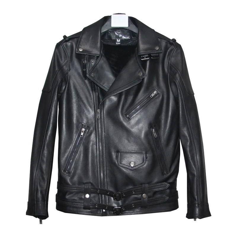 Free shipping.mens warm genuine leather jacket,thick goatskin quality