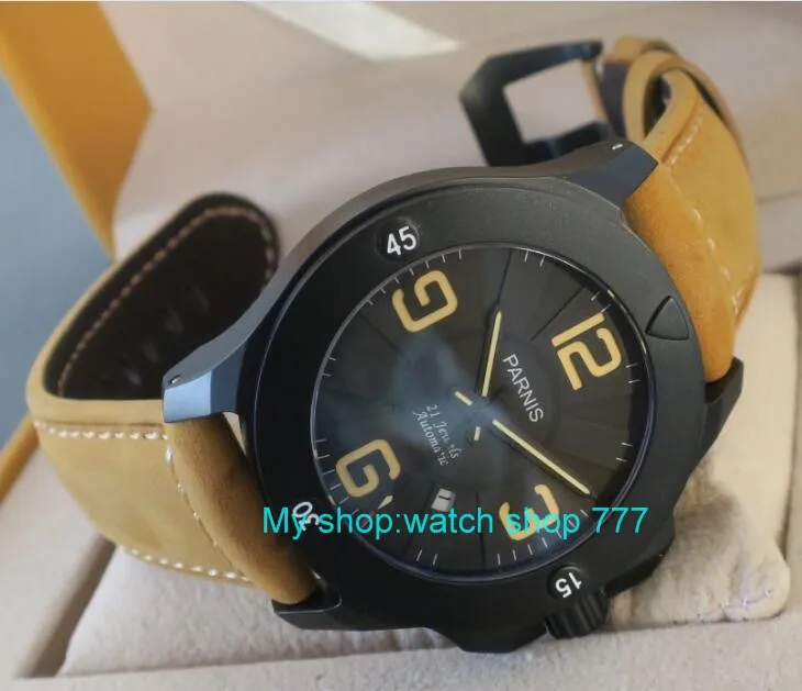 

47mm Parnis Sapphire Crystal Japanese 21 jewels Automatic Self-Wind Movement Mechanical watches 5Bar Luminous Men's watches PVD