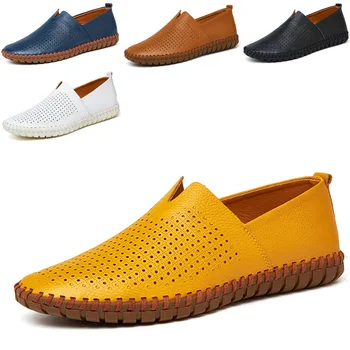 

Plus Size 38-47 Summer Men Shoes Fashion Breathable Low Men Casual Shoes Slip On Mens Loafers 2019 Spring Men Leather Shoes Flat