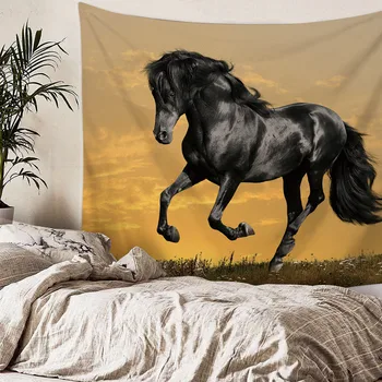 

Strong Horse Printed Home Furnishing Tapestry Wall Hanging Sandy Beach Picnic Throw Rug Blanket Camping Tent Travel Sleeping Pad