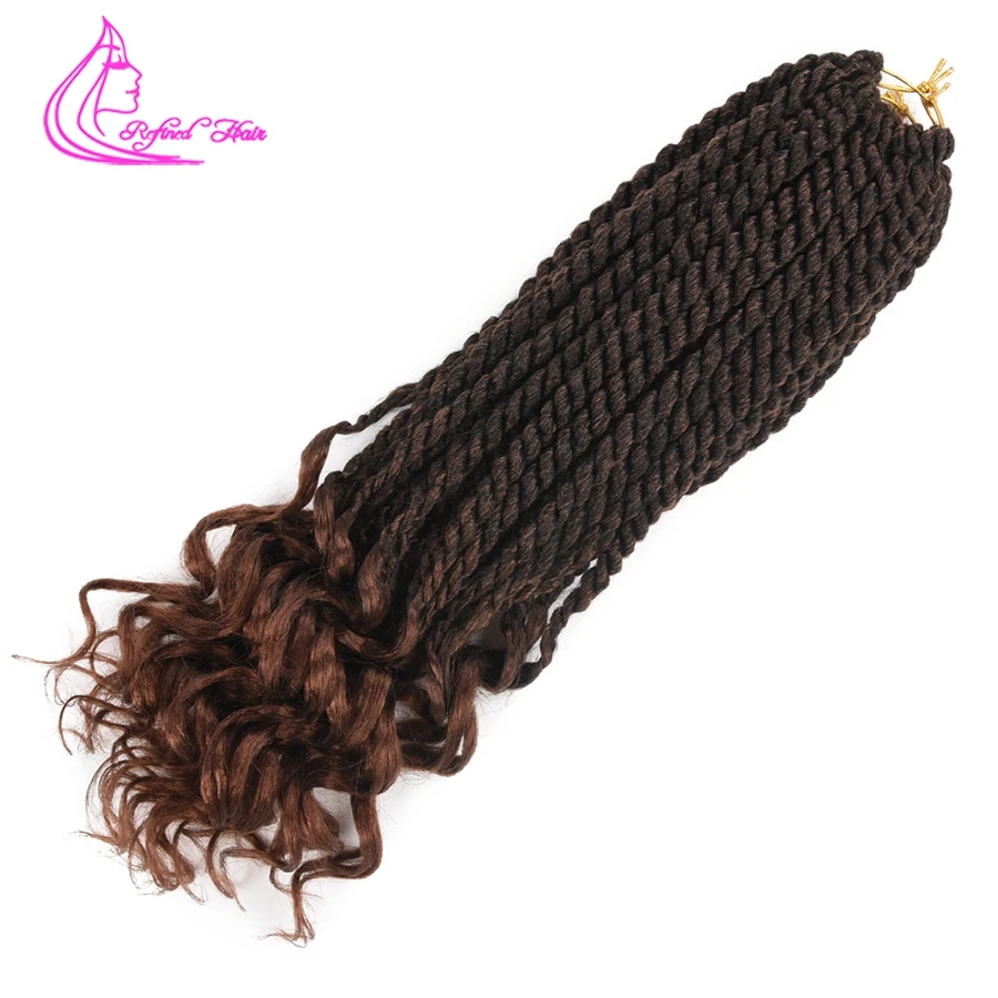 

Refined Hair Crochet Curly Senegalese Twist Braids Ombre Brown Loose Curly End Synthetic Braiding Hair Extensions 12 strand/pc