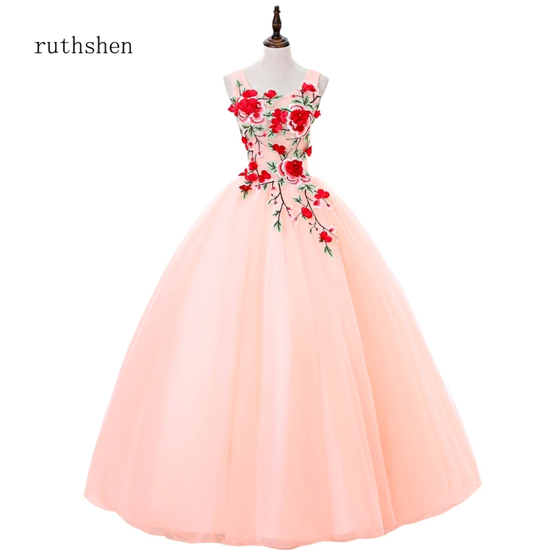 Ruthshen Vestido De Festa Sweet 16 платья для выпускного вечера дешевые с цветочной аппликацией