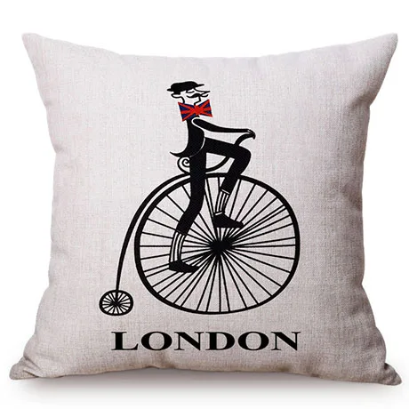 British Style Cartoon Soldier England London Telephone Booth Sofa Car Decorative Throw Pillow Case Linen Cotton Cushion Cover K109-4