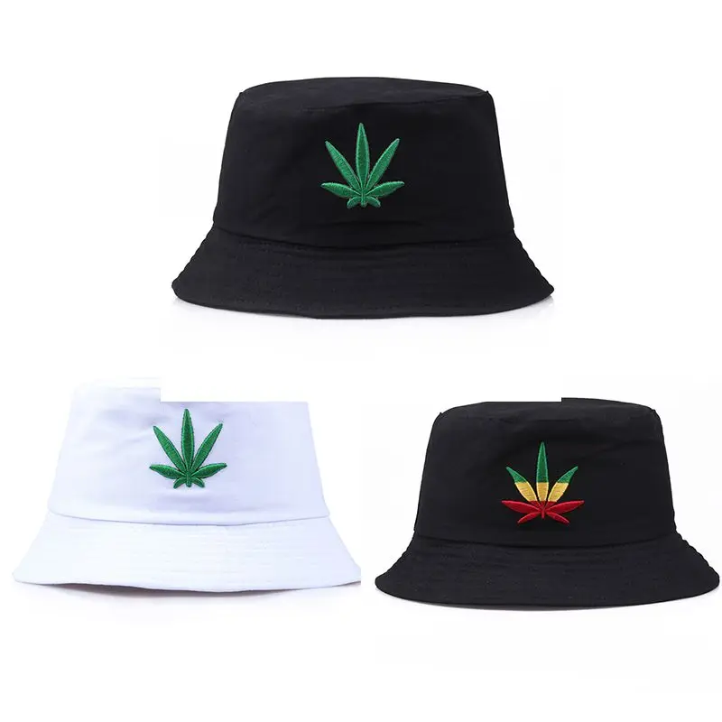 

Bucket Hat Maple Leaf Embroidered Packable Foldable Sunshade Cotton Cap Outdoor Beach sun fashion panama Fishing Fisherman Hat