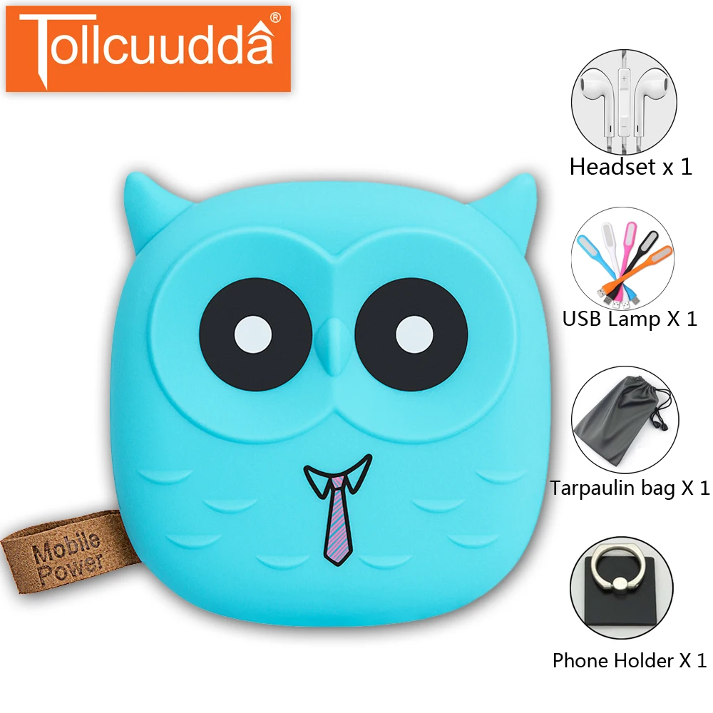 Tollcuudda мультфильм сова 5000 мАч для Iphone Xiaomi запасные аккумуляторы телефонов