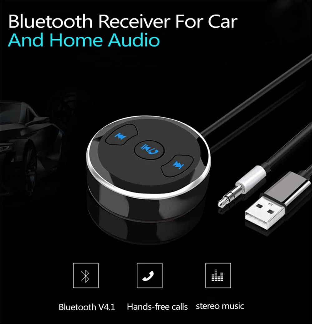 NBEI беспроводной Bluetooth приемник V4.1 автомобильный Handfree 3,5 мм разъем авто AUX аудио адаптер с микрофоном для динамика Blutooth стерео музыка