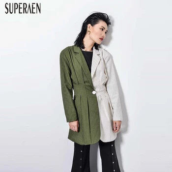 

SuperAen Striped Suit Jacket Women Autumn and Spring New 2019 Ladies Jacket Cotton Wild Europe Casual Fashion Women Clothing