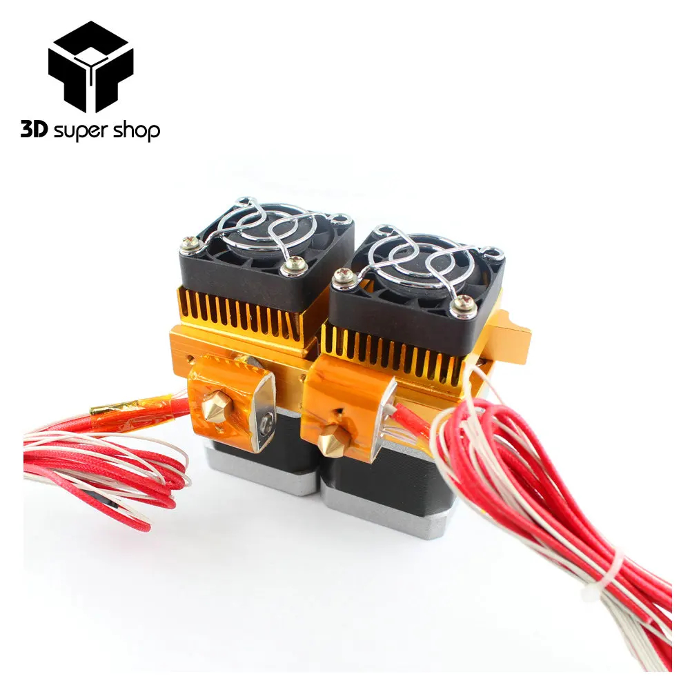 Mk8 12v Dual Head Nozzle Extruder Double Print Head For Makerbot 3D Printer With 1.75mm metal 3d printer supplies Mk8 12v Dual Head Nozzle Extruder Double Print Head For Makerbot 3D Printer With 1.75mm metal 3d printer supplies
