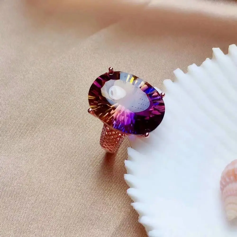 

shilovem 925 sterling silver piezoelectric ametrine rings fine Jewelry women trendy party classic new mj1520897agzj