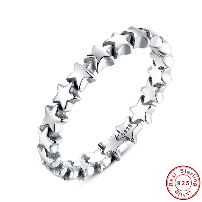 

Star Trail Stackable Finger Ring For Women Wedding 100% 925 Sterling Silver Jewelry 2018 HOT SELL PA7151 BAMOER