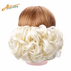 Allaosify синтетические волосы большой булочка шиньон Эластичный гребень зажимы в наращивание волос шиньон аксессуары несколько цветов - изображение