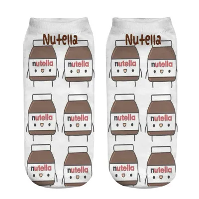 Хлопковые Повседневные носки кофейного цвета с 3D принтом, Короткие ножные носки с принтом Nutella, женские носки, Calcetines Chaussettes - Цвет: Sock 07