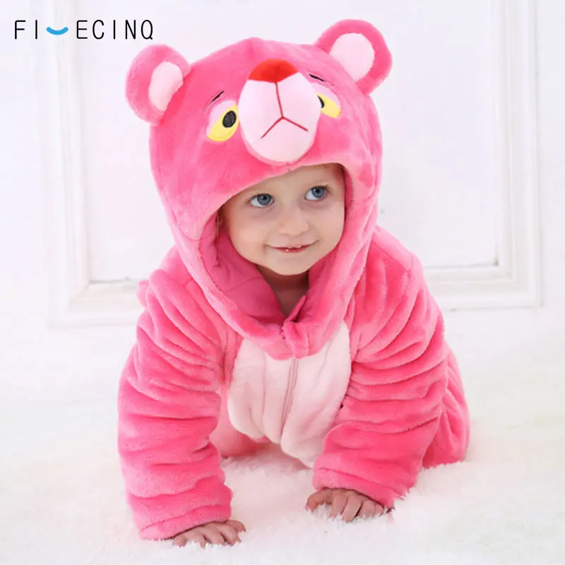 

Animal Leopard Kigurumi Baby Onesie Pink Cartoon Cute Warm Thick Flannel Onesie Child Funny Soft Costume Anime Cosplay Jumpsuit