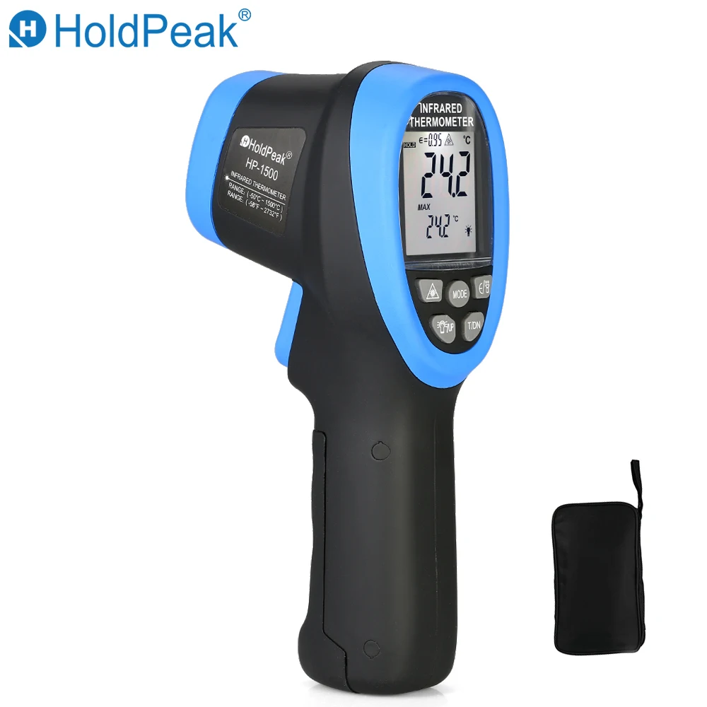 HoldPeak HP-1500 doble láser Digital termómetro infrarrojo-50 ~ 1500 no en contacto con medidor de temperatura arma láser pantalla termómetro - 1