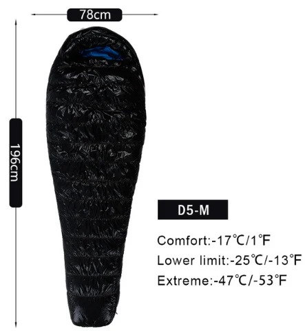 D5 Standard Black AEGISMAX D5 серии профессиональный Сверхлегкий белая утка вниз мумия спальный мешок нейлона Зимние Открытый Кемпинг спальный мешок - Цвет: D5 Standard Black