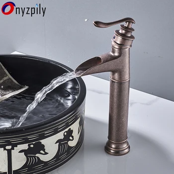 

Antique Red Bathroom Basin Faucet Single Handle Faucets Hot and Cold Water Mixer Faucet Long Version Desk Mounted