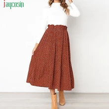 JAYCOSIN новые плиссированные юбки Леди Ретро Цветочный Длина юбка, подходит ко всему, Повседневное эластичная юбка Женский Jupe D08