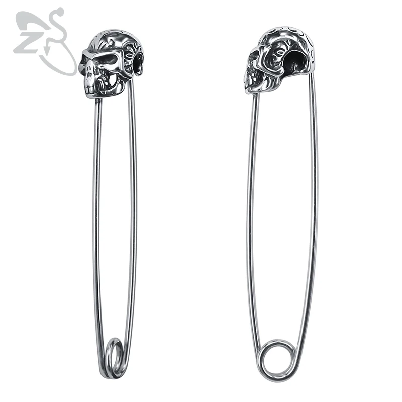 

ZS Rock Roll Pin Stud Earrings Skull Hip Hop Stainless Steel Jewelry for Men Women 1 Pair Rock Roll & Biker Ear Stud Jewelry