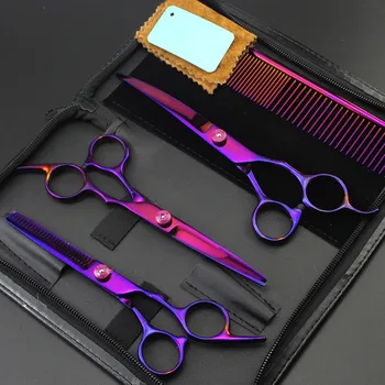 

4 kit 4cr steel 7 inch Pet dog grooming shears hair scissors dog comb pet cutting barber thinning hairdressing scissors with bag
