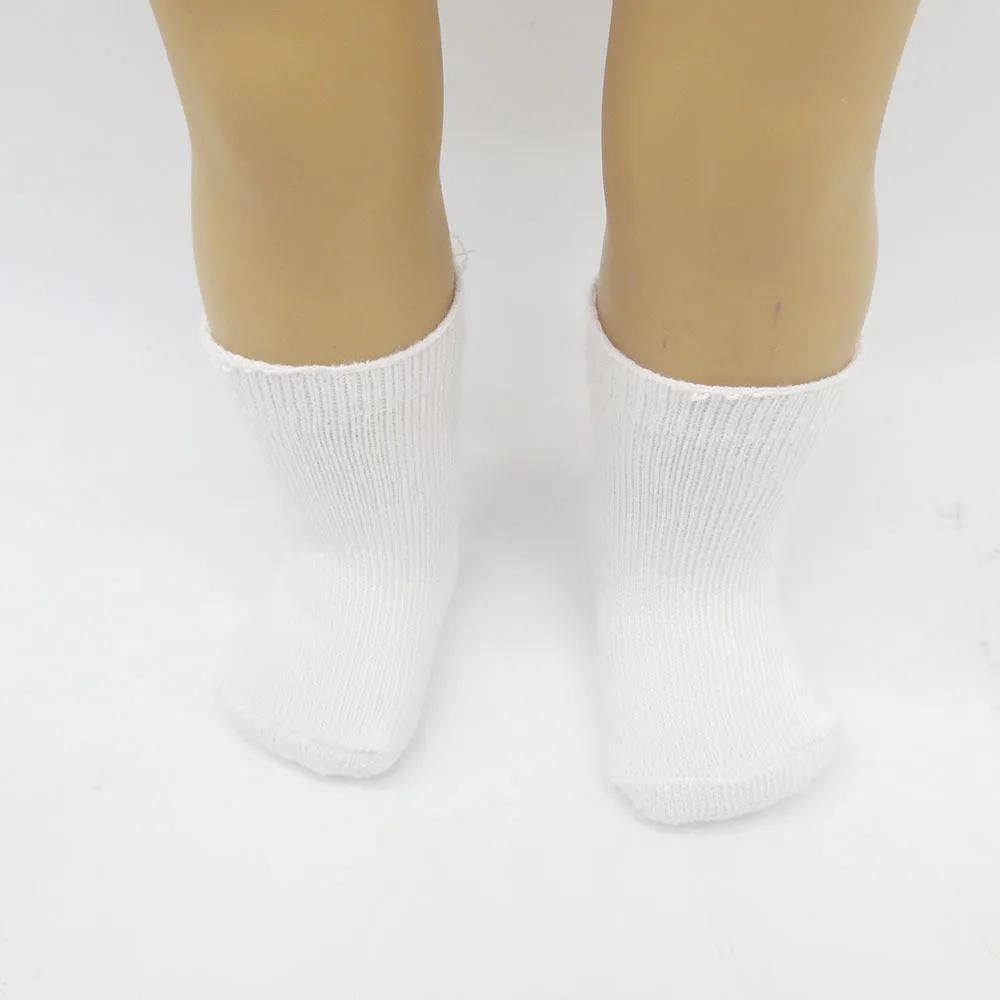 Кукла аксессуары кроссовки обувь для 18 дюймов американская игрушка девочка-кукла обувь 7 см розовая Спортивная парусиновая обувь модная игрушка носки обувь - Цвет: white doll socks