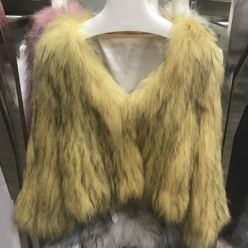 Pink De Fourrure Manteaux Outwear blue light Zdfurs Blanc Chaud Femelle Moelleux Et Court Vestes yellow Rose Pink Épais White Femmes Streetwear Manteau Réel D'hiver dark qIwXXBxtp
