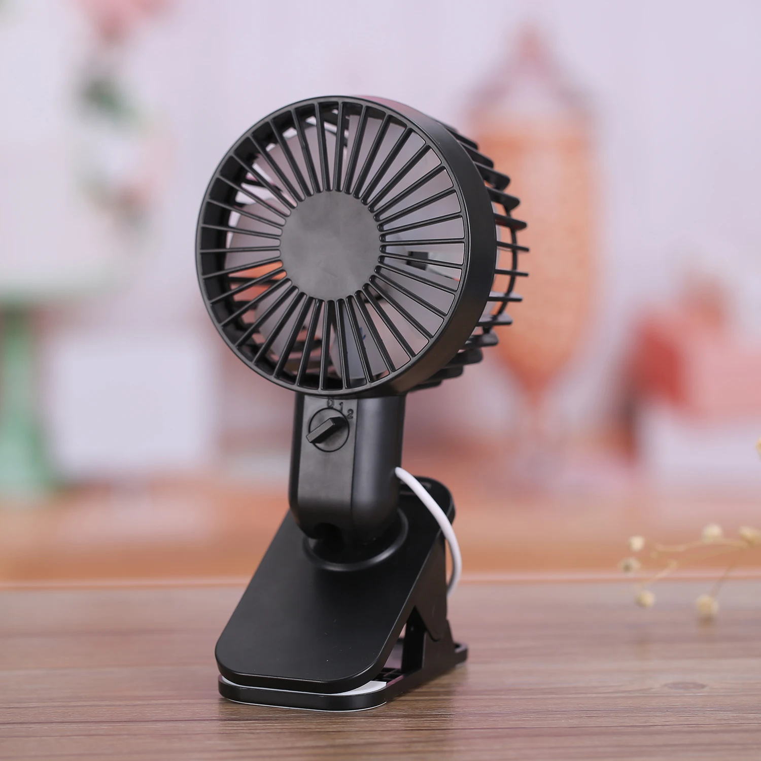 

1PC Protable Double Turn Leaves Fan Electric Fans USB Table Stand Fans 2-Speed Wind Mini Electric Personal Hand Desktop Fan(bl