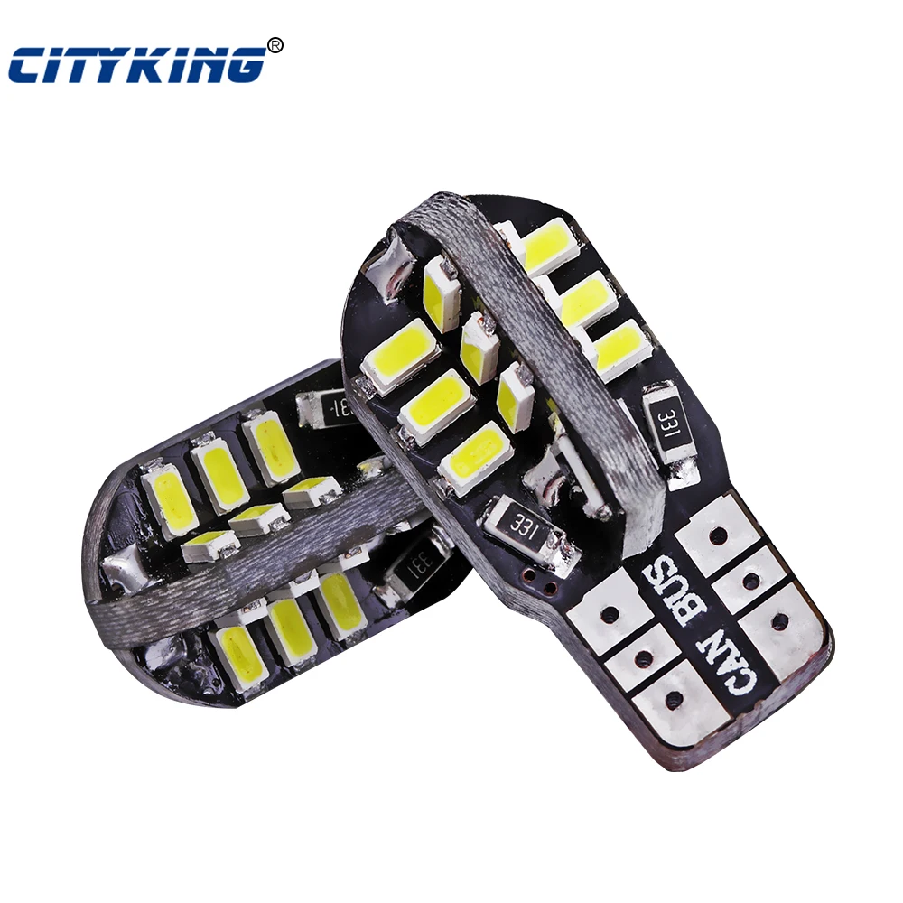 

50pcs/lot t10 led canbus white light W5W T10 24led 3014 smd no Error t10 24SMD LED Car canbus Car Light Source car styling