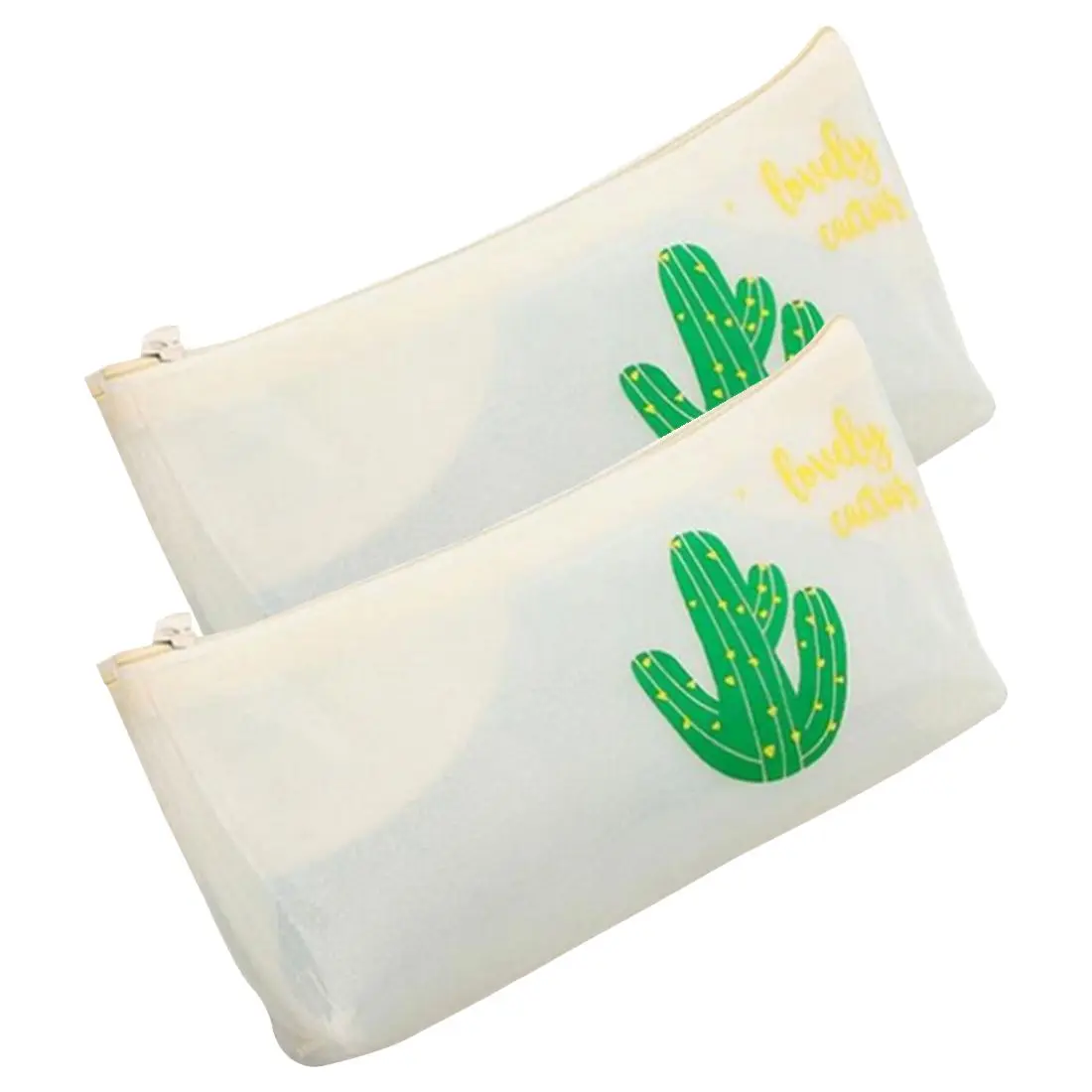 

2PCS Beautiful Cactus Large Capacity Bag Office Pencil Case Organizer Case School Supply,1 cactus pattern