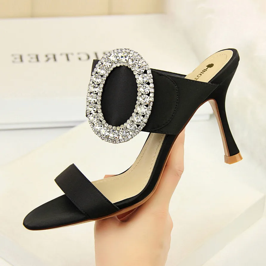 Г., новые весенние модные женские туфли на высоком каблуке с кристаллами пикантные босоножки на высоком каблуке в европейском и американском стиле обувь с открытым носком женская обувь, C499