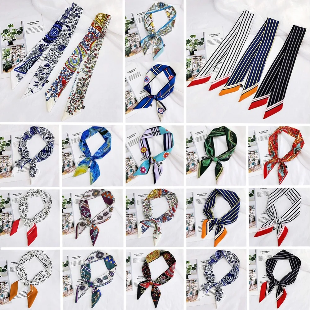 19 Colors Hundred Changes Kerchief Printed Letters Striped Skinny Scarf Women Neckerchief Scarves Handle Bag Ribbons Headbands 19 Colors Hundred Changes Kerchief Printed Letters Striped Skinny Scarf Women Neckerchief Scarves Handle Bag Ribbons Headbands