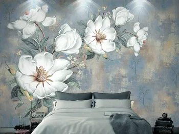 

3d Papel Murals White 3d Flower Wallpaper for Bedroom Sofa Background 3d Photo Murals 3d Wall paper 3d stickers