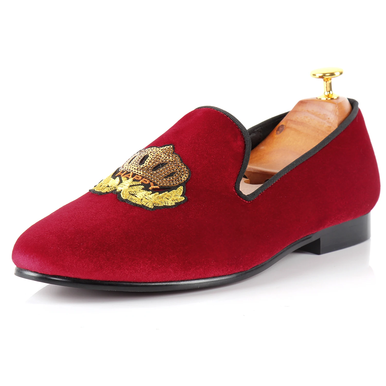 velvet embroidered flats