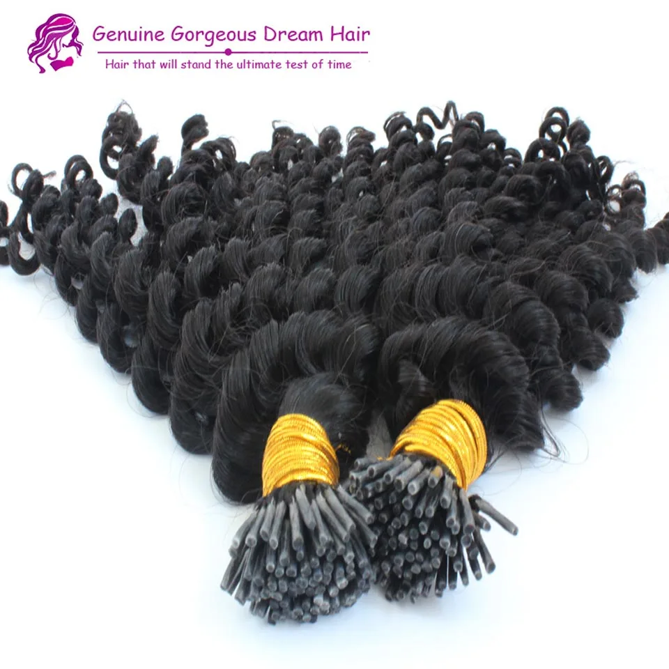 

Brazilian I tip hair extensions Kinky curly 1gram/strand Keratin stick hair extensions100 gram per Pack I tip human hair