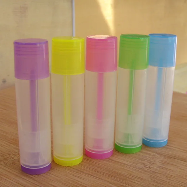 

100PCS 5g DIY Empty Colorful transparent lip balm lipstick tube bottle Mouth Lip Balm Stick Sample Cosmetic ContainerZKH11