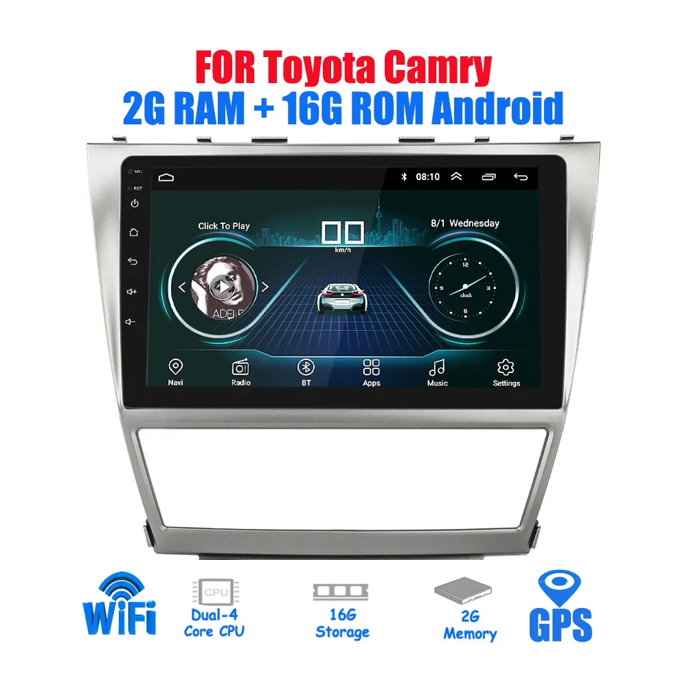 10,2 ''Android 2din Автомагнитола 2G+ 16G для Toyota Camry 2007~ 2011 gps навигация Стерео Аудио Видео Мультимедиа DVD плеер wifi - Цвет: only radio