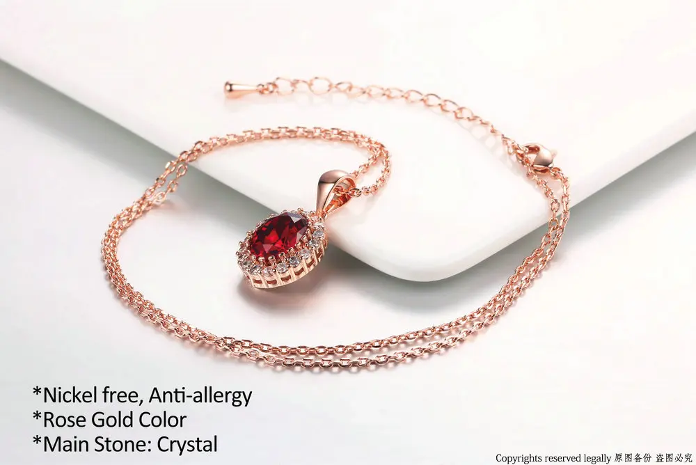 Обручальное ожерелье, подвески и серьги, наборы, розовое золото, Красный Кристалл, африканские вечерние ювелирные изделия DFS213