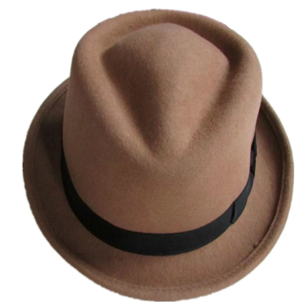 Black and Brown Wool Felt Trilby Fedora 
