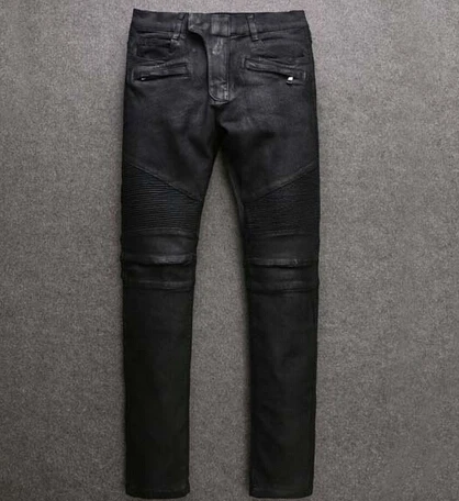 mens black waxed skinny jeans