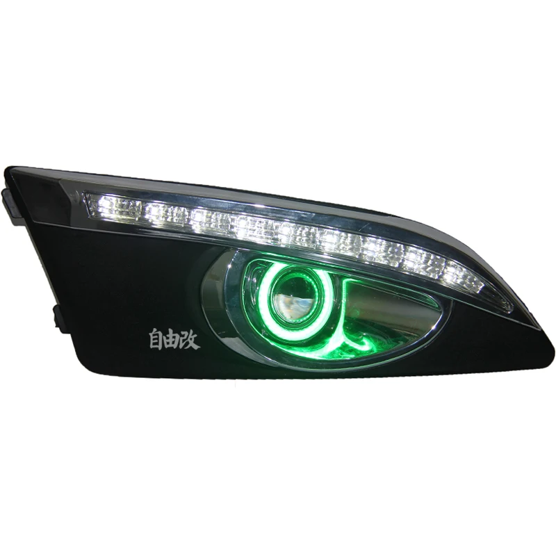 

COB Angel Eye + LED daytime running light + halogen Fog Light with Projector Lens for chevrolet aveo sonic, 2 pcs